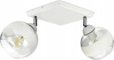 Produktbild von LUXOLAR Led Deckenleuchte 2 flammig - Deckenlampe Schwenkbar  Weiß E27 60W - Hängelampe für Wohnzimmer, Küchen - Weiß Glas Kugeln
