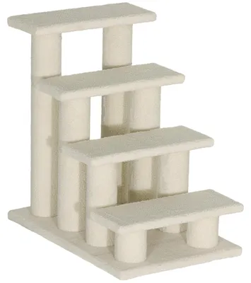Zdjęcie produktu dla Pawhut Paws schodki dla kotów i psów, 4 stopnie, beżowe, 63,5 x 43 x 60 cm