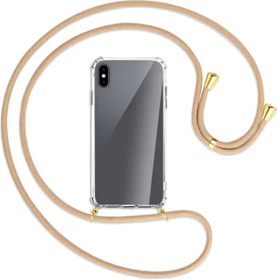 Produktbild von Handykette Backcover-Schutzhülle mit Band (Metall goldfarben) für Apple iPhone XS Max - beige