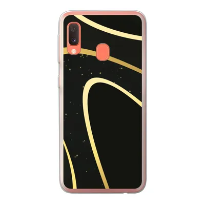 Produktbild von MuchoWow® Handyhülle Schutzhülle Hülle für Samsung Galaxy A20e Goldene Wellen auf schwarzem Hintergrund Silikon Softcase Handy Hülle - Abdeckung
