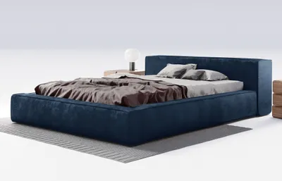 Obrázok produktu pre Manželská posteľ 180x200 cm Bueno - Moderná čalúnená posteľ, posteľ do spálne - rošt, úložný priestor - zamatová modrá