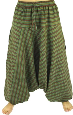 Produktbild von Haremshose, Pluderhose, Pumphose, Aladinhose aus Baumwolle - Grün, Damen, Hosen