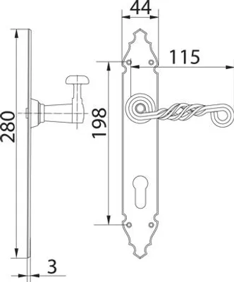 Zdjęcie produktu dla Klamka drzwiowa AMIG 102-280x45 90 WB czarna