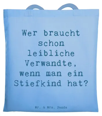 Produktbild von Mr. & Mrs. Panda Freizeittasche Spruch Stiefkindliebe - Sky Blue - Geschenk, Familienbindung, persönliche Erinnerungen, Patchworkfamilie, Tasche, Familienbeziehungen