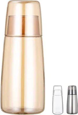 Produktbild von Nachtkastenwasserkaraffen-Set mit Glas - Schlafzimmerdekoration - Wasserkaraffe für kalte Getränke - Mundwasser-Dispenser - 750 ml