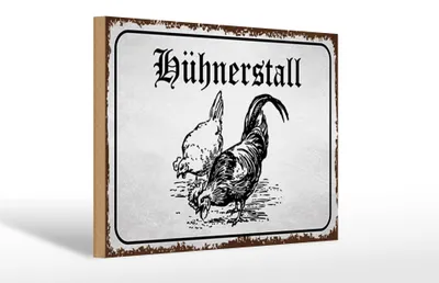 Produktbild von Holzschild Hühnerstall Hühner Bauernhof, 30 x 20 cm, Holzschilder Spruch Hühner Tier  Ei