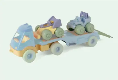 Produktbild von Lastwagen mit Anhänger und Autos pastellfarben / Dantoy