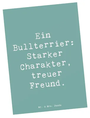 Produktbild von Mr. & Mrs. Panda Postkarte Spruch Bullterrier Freund - Meeresbrise - Geschenk, bildkarte, Postkarten, Vierbeiner, Hunderasse, treuer, Hunderassen, Hund, Ansichtskarten