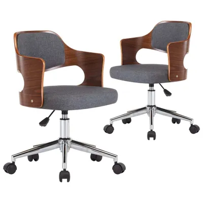 Image de Chaises pivotantes à manger lot de 2 gris bois courbé et tissu