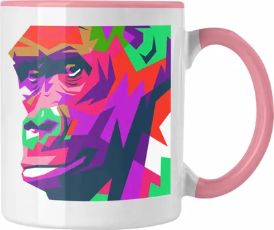Produktbild von Trendation - Chimpanse Tasse Geschenk Polygon Grafik Lustig (Rosa)