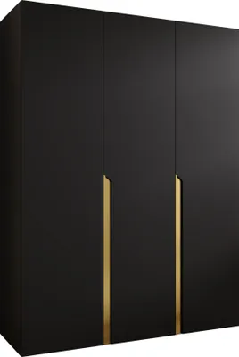 Produktbild von MIRJAN24 Kleiderschrank Mila 1 150, Schlafzimmer, Kleiderschrank, mit drei Drehturen und mit zwei Kleiderstange, Modern, Garderobenschrank (Farbe: Schwarz + Gold)