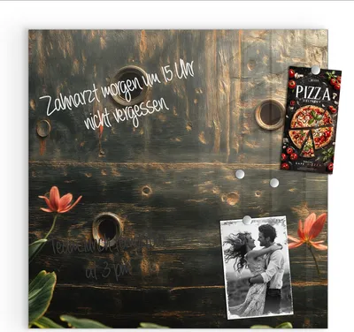 Produktbild von Magnettafel 50x50cm Pinnwand Whiteboard beschreibbar - Metallplatte Vintage