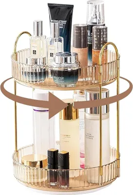 Produktbild von PolkaHome® Make-up Organizer für den Schminktisch, 360° drehbarer Kosmetik-Organizer für das Badezimmer, große Kapazität für