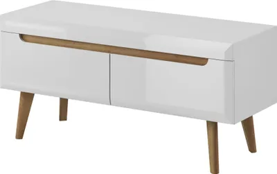 Obrázek produktu pro Komoda, TV skříňka SUDBURRY RTV107 - Bílá - lesklá přední strana - 2 zásuvky - šířka 107 cm, výška 50 cm, hloubka 40 cm