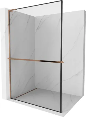 Image de Mexen Kioto+ L paroi de douche avec étagère Walk-in 50 x 200 cm, motif noir, or rose - 800-050-123-60-70