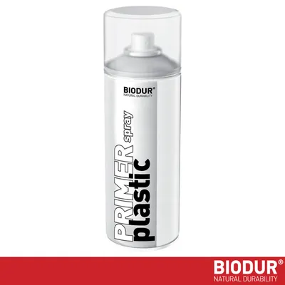 Productafbeelding van BIODUR Transparante Kunststof Primer Spuitbus - 400ml - Hoge Hechting & Dekking - Sneldrogend - Binnen/Buiten - Licht Gepigmenteerd