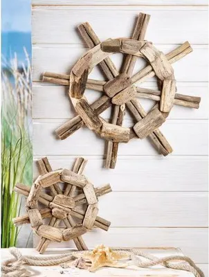 Produktbild von Gilde Wandobjekt, Steuerrad, Holz, naturfarben, VE 2, L. 5 cm, D. 46 cm 52837 4063387528372