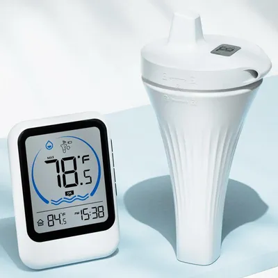Produktbild von Digitales Poolthermometer kabellos wasserdicht IPX8 mit Außensensor LCD Temperaturanzeige für Pool Whirlpool Teich Aquarium bis 300 ft