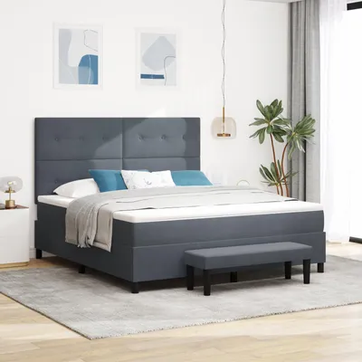 Produktbild von vidaXL Boxspringbett mit Kopfteil Dunkelgrau 200 x 180 cm Samt