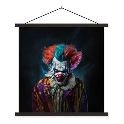 Produktbild von MuchoWow® Textilposter Clown - Make-up - Kostüm - Porträt - Horror 60x60 cm mit schwarzem Rahmen - Posteraufhänger