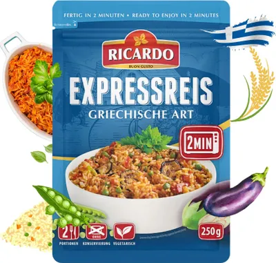 Produktbild von RICARDO Express Reis Griechisch 1 x 250g Reiszubereitung Fertiggerichte