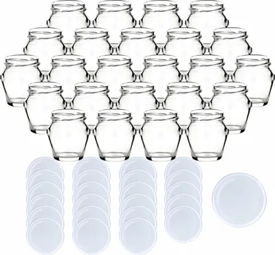 Immagine prodotto di set di 24 vasetti da conserva 106 ml con manico e tappo a vite bianco - Vasetto con coperchio per marmellate e prodotti fatti in casa