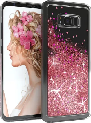 Produktbild von EAZY CASE - Glitzer Hülle kompatibel mit Samsung Galaxy S8 Plus Glitzer Schutzhülle, Soft Case, Backcover Transparent mit Motiv
