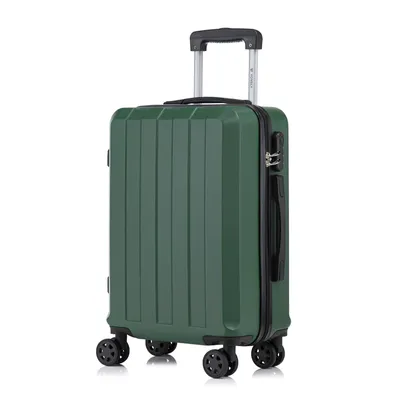 Produktbild von Koffer Trolley Reisekoffer Suitcase, Rollkoffer Handgepäck ,mit 4 Rollen360°, Hartschalenreisekoffer, Zahlenschloss, Weicher Gummigriff (M, Dunkelgrün