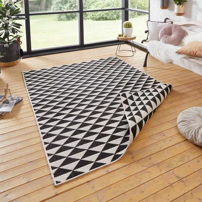 Zdjęcie produktu dla Czarny dywan dwustronny, płaskotkany 120x170cm