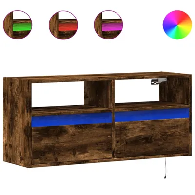 Obrázek produktu pro vidaXL TV nástěnná skříňka s LED osvětlením, kouřový dub 100x31x45 cm