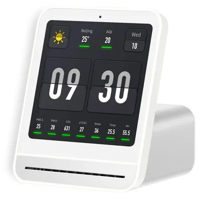 Zdjęcie produktu dla Monitor jakości powietrza, metryki w czasie rzeczywistym, inteligentne połączenie Wi-Fi, 1 sztuka, kolor biały