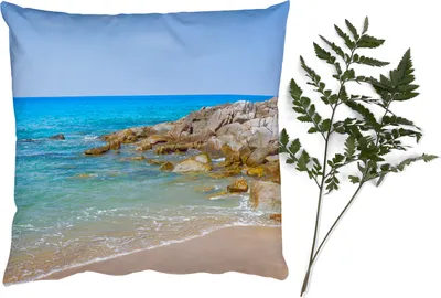 Produktbild von MuchoWow® Zierkissen Sofakissen Wohnzimmer Dekokissen 40x40 cm Strand - Meer - Tropisch - Sommer - Foto Kissen - Schlafzimmer Dekoration