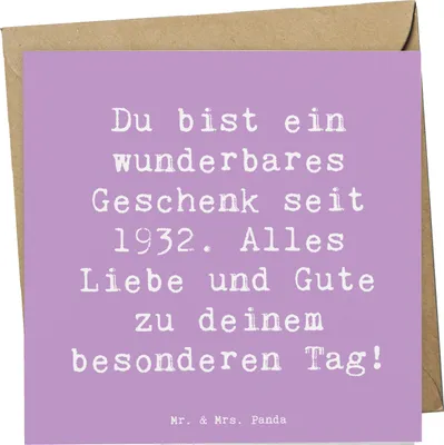 Produktbild von Mr. & Mrs. Panda Grußkarte Spruch 1932 Geburtstag Geschenk - Lavendeltraum - faltkarte, Alter, Glückwunschkarte, Happy Birthday, besonderer Tag, Geburtstagsgeschenk