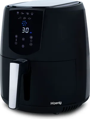 Produktbild von H.KOENIG Ölfreie Fritteuse / Heißluftfritteuse FRY800, Fassungsvermögen 4 Liter, 7 Kochprogramme, einstellbare Temperatur von 80°C bis 200°C, Touchscreen, herausnehmbarer Korb, spülmaschinenfest, 1400 W