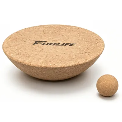 Produktbild von FunLife Balance Board Zubehör Set aus Kork, Kuppelaufsatz Ø 29,5 cm & Korkball Ø 6 cm, Gleichgewichtstrainer für Balance, Koordination & Core, 150 kg