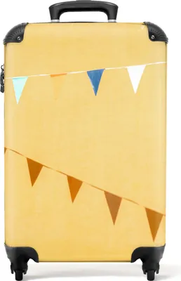 Produktbild von NoBoringSuitcases.com® Koffer Handgepäck Trolley Rollkoffer Kleine Reisekoffer mit 4 Rollen - Flaggen - Party - Gelb - Farbenfroh - Cabin Size < 55x40x23 cm & 55x40x20 cm - Fotokoffer - Kabinenkoffer - BoardgepäckHandgepäck Koffer 55x35x20 cm, 36L,