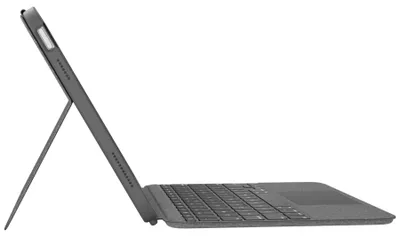 Produktbild von Logitech Combo Touch - Tastatur und Foliohülle - mit Trackpad - hintergrundbeleuchtet - Apple Smart connector - QWERTY - GB - Oxford Gray (920-011441)