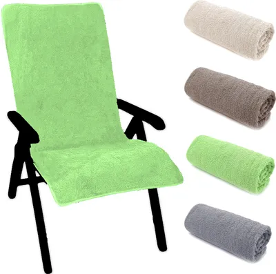 Produktbild von heimtexland ® Hochlehner Stuhlauflage Frottier Gartenstuhl Schonbezug Schwimmbad Sauna Fitnessstudio Hygiene Handtuch Frottee 60 x 130 cm Typ772 Grün