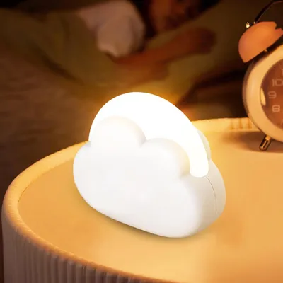 Produktbild von LED-Nachttischlampe, weißes Nachtlicht, USB-Aufladung, kreative Wolke, Schlaflicht, Kinderzimmer, Schlafzimmer, Babyfütterung, warmes Licht