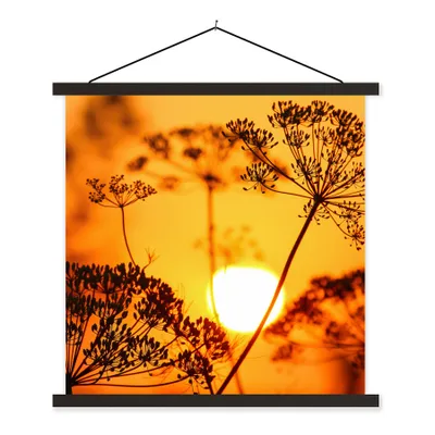 Produktbild von MuchoWow® Textilposter Pflanzen - Blumen - Sonnenuntergang - Orange 60x60 cm mit schwarzem Rahmen - Posteraufhänger