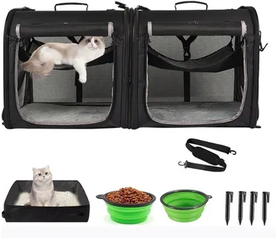 Produktbild von Azomor® Faltbare Transportbox für Katzen und kleine Hunde mit Tragetasche