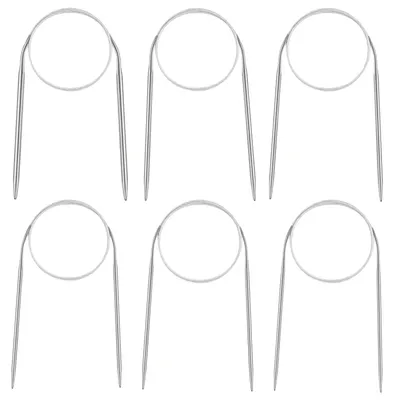 Image de Lot de 6 aiguilles à tricoter circulaires en acier inoxydable, d'une longueur de 80 cm ; aiguilles ergonomiques de 2,5 mm, 3,0 mm, 3,5 mm, 4,0 mm, 4,5 mm et 5,0 mm ; lot robuste pour tricoter des couvertures et des écharpes.