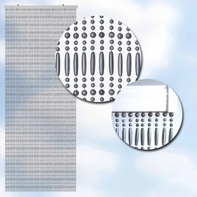 Image de Porte de protection anti-moustiques, rideau Perla, 90x220 cm, gris