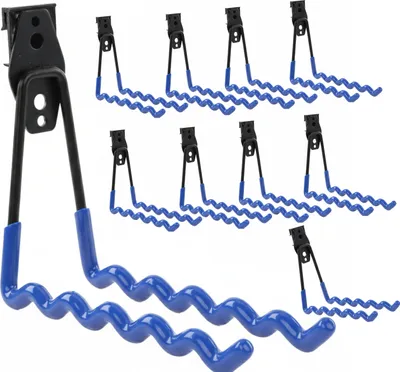 Produktbild von Set 10 Stck. Werkzeugwand Haken von BOTLE, Werkzeughaken, für Elektrowerkzeuge, Wellenform 19cm, mit PVC-Ummantelung, für Garage, Schuppen, Halterung für Fahrräder oder Gartenschläuche, Doppelhaken, Tragkraft bis 25kg