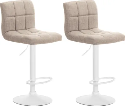 Produktbild von CLP 2er Set Barhocker Calma Stoff drehbar und höhenverstellbar creme Material Gestell Metall matt weiss