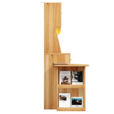 Produktbild von Flieks Hochschrank Küchenschrank mit ausziehbarem Tisch, Buffetschrank mit Led, Küchenbuffet mit Stauraum, 137x45x178 cm, Naturbraun
