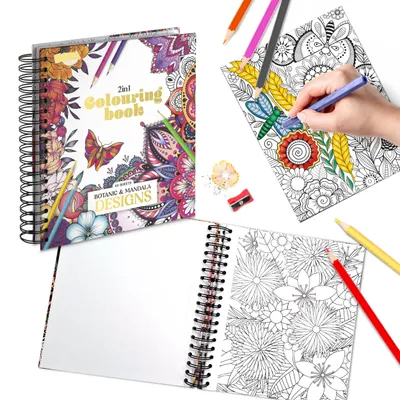 Produktbild von Joya Creative Luxe Malbuch für Erwachsene – 60 botanische und Mandala-Malvorlagen mit Spiralbindung und heraustrennbaren Seiten