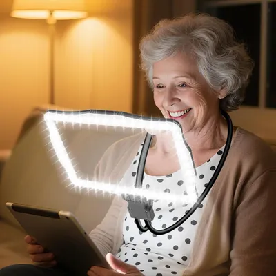 Produktbild von Lupe mit Licht, 10-Fach Vergrößerung große Seitenlupe, Vollseitenlupe Leselupe für Senioren mit Flexiblem Schwanenhals für Lesen, Reparieren, Nähen