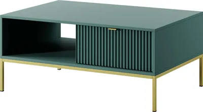 Imagen del producto de Mesa de centro FURNLUX Avon, verde y dorado, 104 cm / Color principal: verde / Dimensiones: 104 x 48 x 68 cm