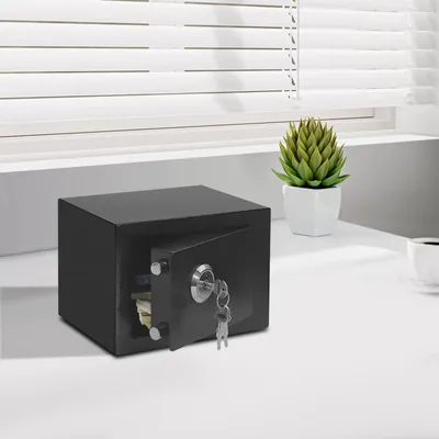 Produktbild von Tresor - Wandtresor mit Schlüsselschloss - Q235-Stahl - 4,6 L - Türstärke 1,7 mm - 3 Schlüssel - 23×17×17 cm - Schwarz